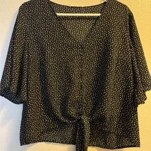 Lush Black and White Polka Dot Blouse